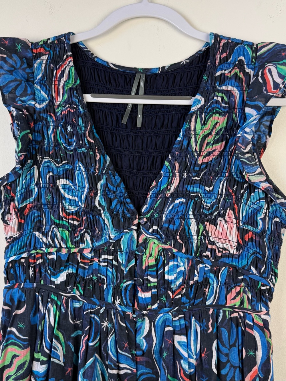 Anthropologie Peregrine Midi Dress Blue Printed Floral - Picture 3 of 9